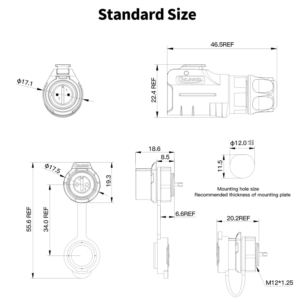 CNLINKO M12 IP68 Circular Solder Connector Male/Female Panel Mount PBT Housing Quick Lock for Marine & Industrial Automation