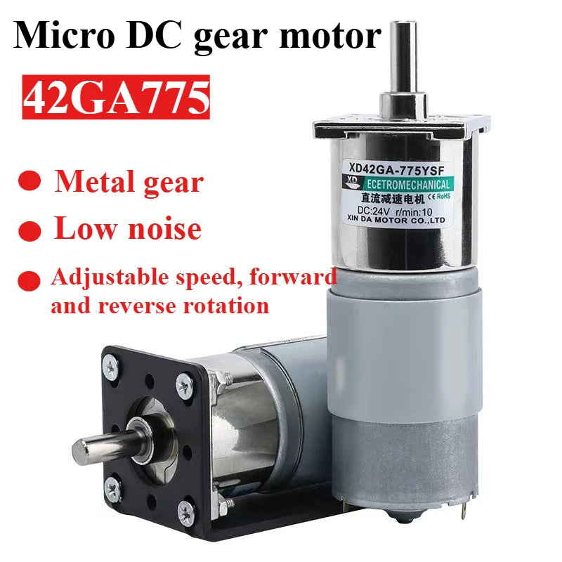 12V 24V Dc Gear Motor 25W 42GA775 Gear Reducer Motor High Torque Low Speed Micro Adjustable Speed 775 DC Motor