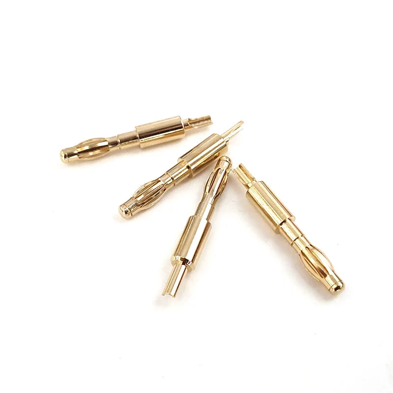 4pcs 4mm Goldplated Full Copper Banana Insulated panel plug Musical Speaker Connector Black and Red