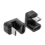Micro USB Adapter 90 Degree Right Angle Male to Type C Female Connector for Laptop PC USB Chargers Extension Converter