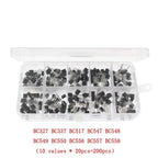 50-900PCS Transistors Kit PNP NPN A1015 S8050 S8550 S9012 C1815 MJE13001 2N3904 2N3906 BC327 BC337 BC517 BC547 BC548 BC549 BC558