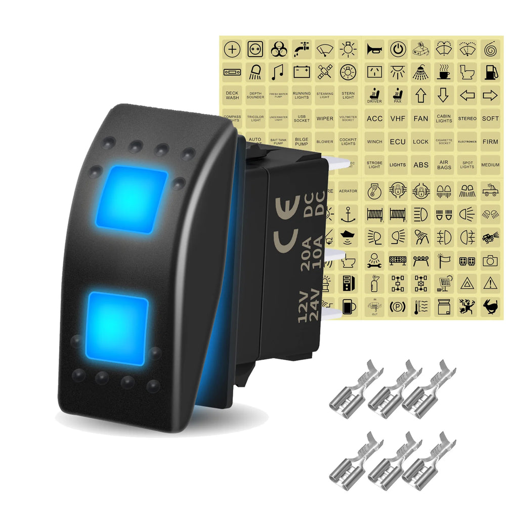 12V 20A White Lens Led Rocker Switch SPST / DPDT / Latching ON-OFF / Momentary (ON)-OFF-(ON) For Carling Switch Replace
