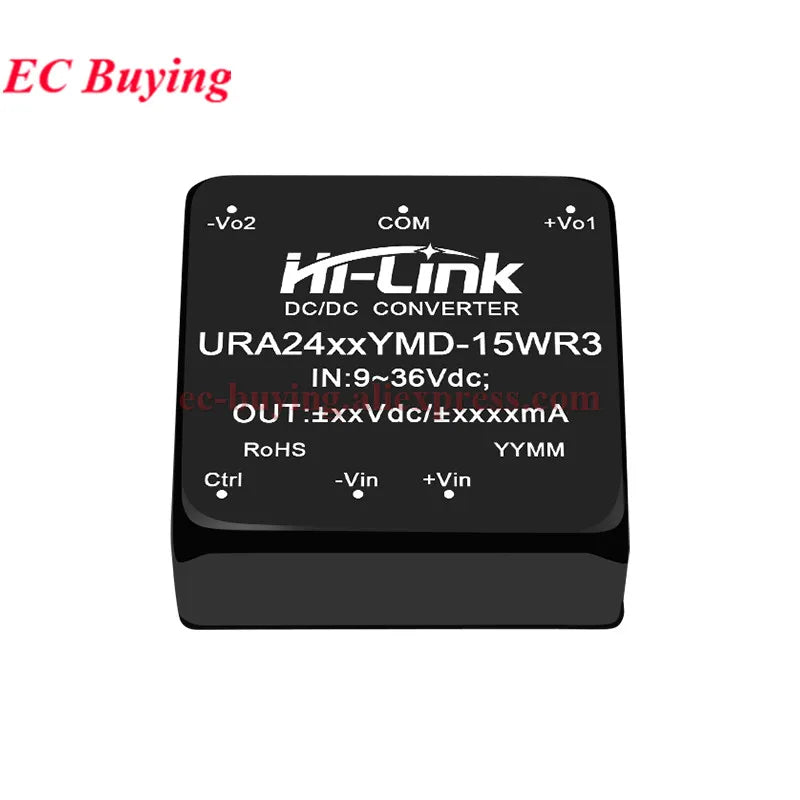 Hi-Link 15W 9-36V URB2405YMD URB2412YMD-15WR3 DC-DC 24V to 5V/12V/24V 3A 1.5A 1.2A Isolated Output Power Converter Supply Module