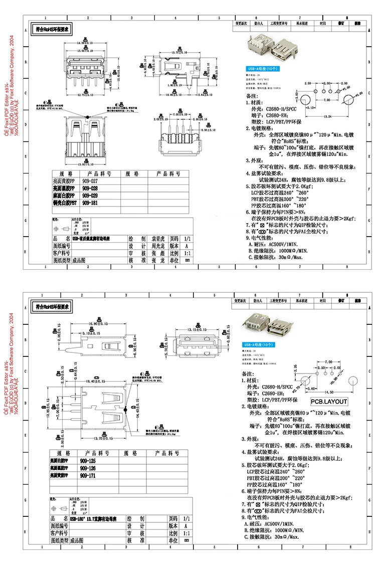 USB Series Socket USB Female Micro Connector Male MINI Plug Type-C Socket D Square Port B Data Type A