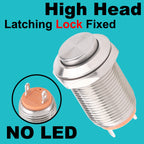 12mm metal push button waterproof nickel plated brass button switch Latching/self-locking/fix high/flat head on-off NO LED