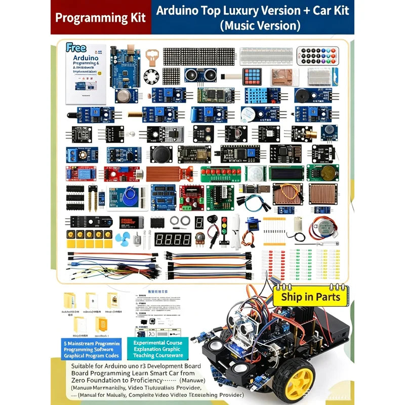Arduino UNO R3 Starter Kit - Scratch Programming STEM Learning DIY Electronics Development Board Compatible with Arduino IDE for