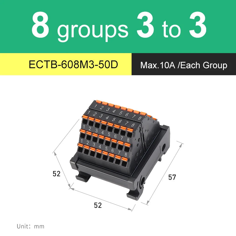 ENMG ECTB Terminal Block 10A 24-Point 42-Point 48-Point 84-Point PLC Signal Transfer Junction Rail Mount Power Distribution Box.