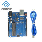 For Arduino UNO R3 Dev Board with USB Cable, ATmega328P ATmega16U2 Microcontroller Module