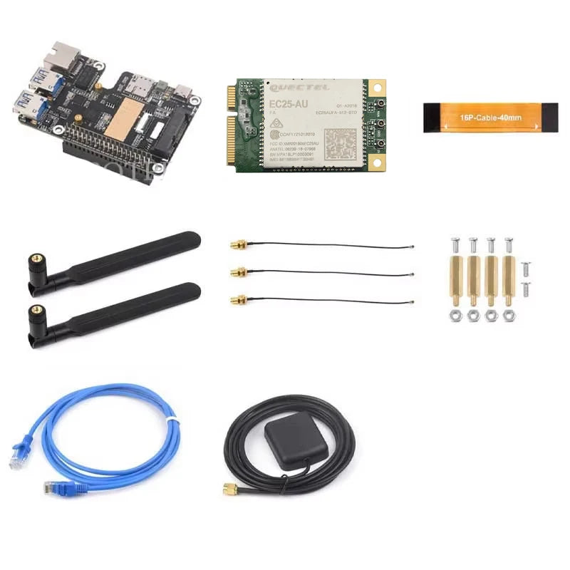 Raspberry Pi 5 PCIe to MiniPCIe 4G Gigabit Ethernet RJ45 USB HUB HAT With LTE Module SIM7600E SIM7600SA-H SIM7600G EC25-AUX EG25