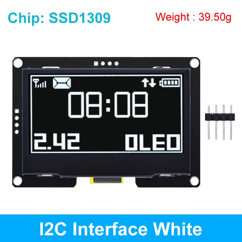 TZT 2.42" 2.42 inch LCD Screen White  Yellow 128x64 OLED Display Module IIC I2C SPI Serial for C51 SPD0301