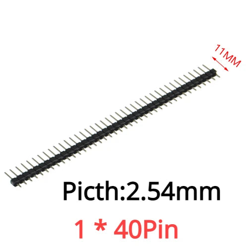 10PCS 1X40 Pin Single Row MALE 2.54MM PITCH 11MM/15MM/17MM/21MM/25MM LONG PIN Header Connector Strip 1X40pin 1*40 40P 40Pin