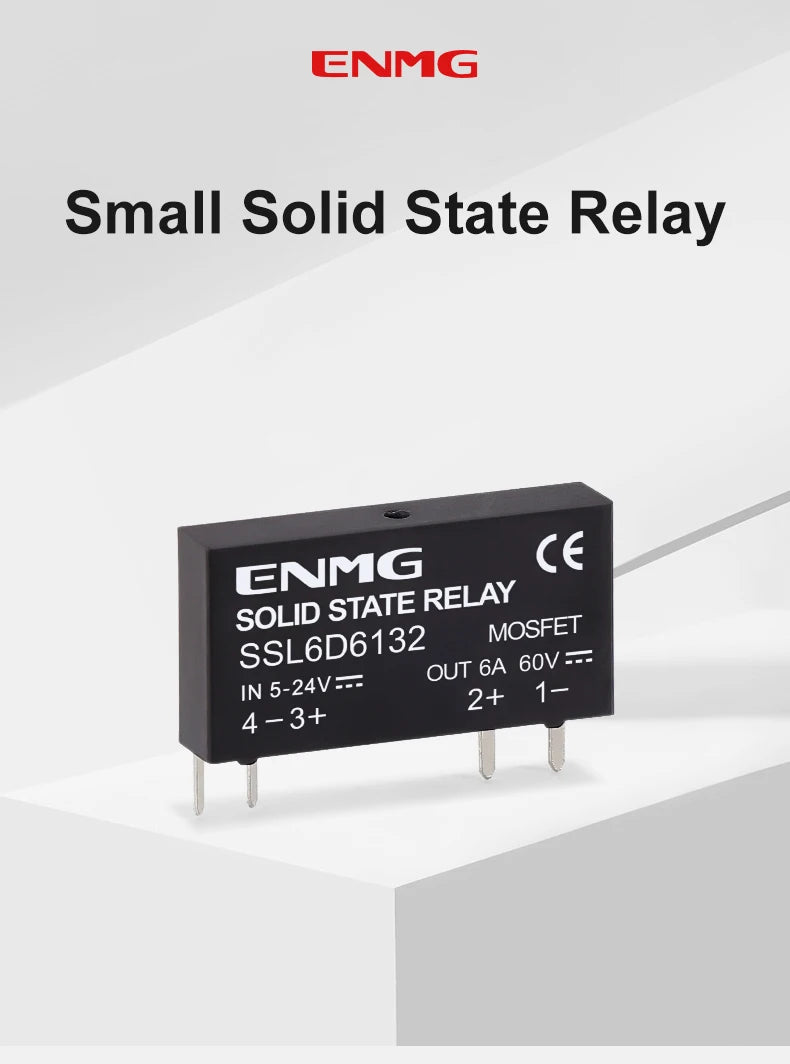 ENMG Ultra-compact Low-Profile Solid State Relay 5V12V24V PLC Interface Type SSL6D6132 DC Control DC AC 6A 2A One Normally Open