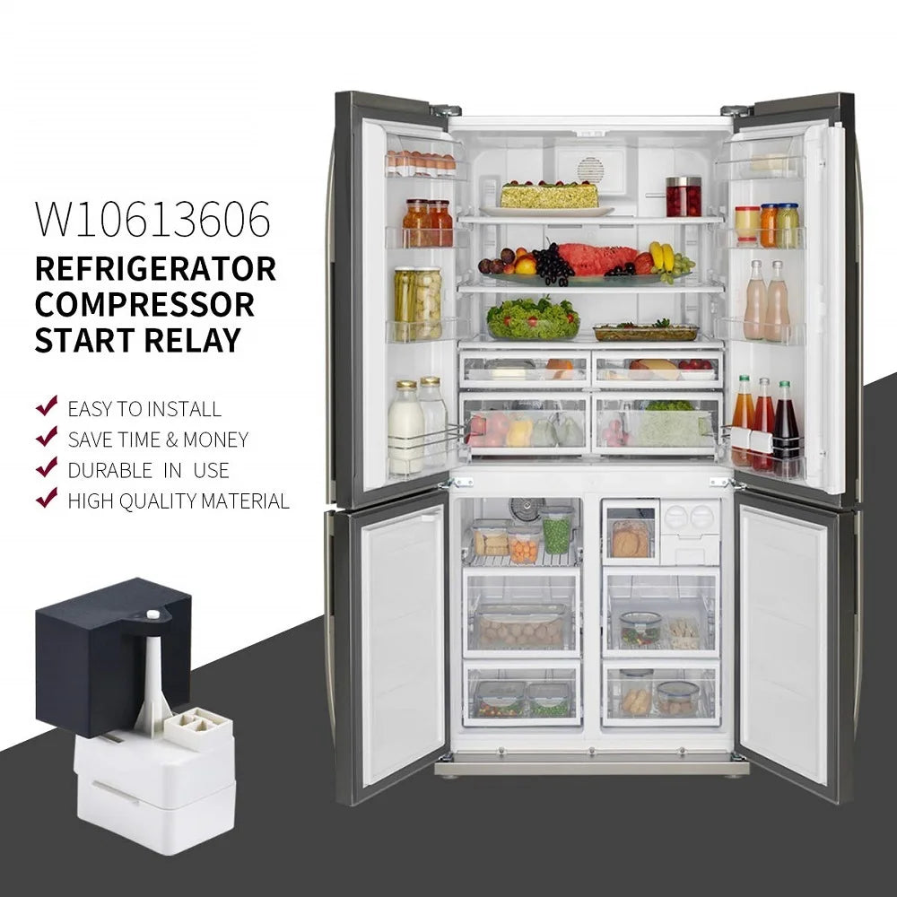 W10613606 Refrigerator Compressor Start Relay and Capacitor for Whirlpool KitchenAid Kenmore W10416065 PS8746522 67003186
