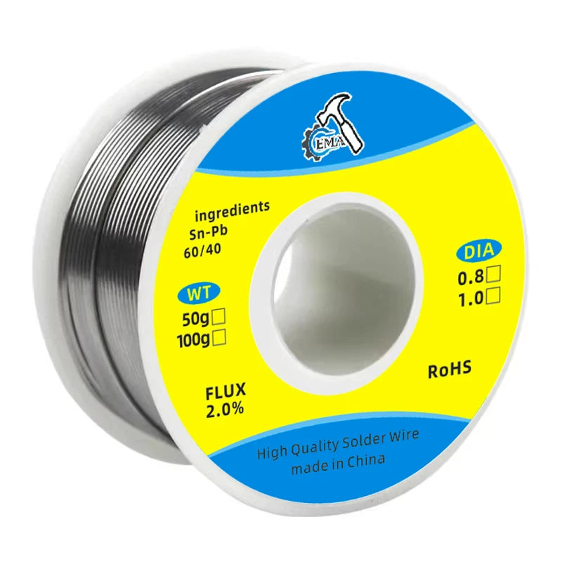 EMA Quality Welding TIN Wire 60/40 0.8mm 1.0mm Soldering Solder Wire Tin Flux for Soldering Welding Solder Wire 50G 100G