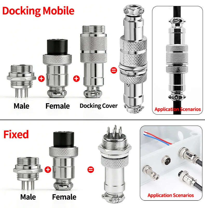 GX16 Connector 2/3/4/5/6/7/8/910Pin Male Female Aviation Connector Waterproof Docking Plug Socket