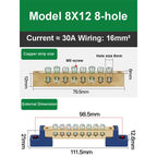 019 Series 6*9 8*12 4/6/8/10/12/14/16 Hole Zero Ground Row Copper Bar Connection Terminal Wiring Terminal of Distribution Box