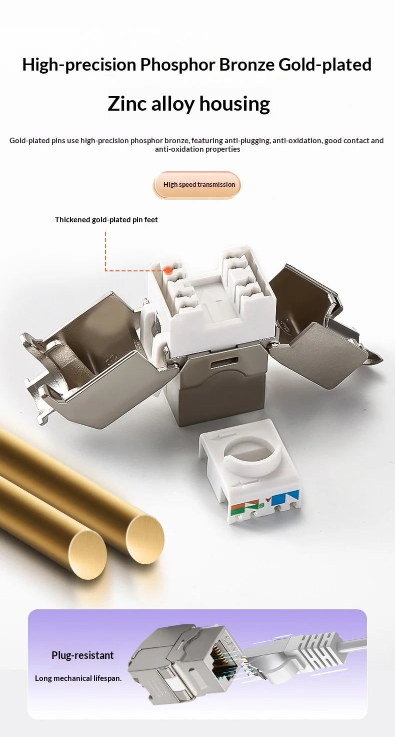 5/10pcs Xicom Zinc Alloy CAT6A/CAT7 FTP Shielded RJ45 Keystone Jack Tool-Free 10GBase-T Network Module for Data Center/Office