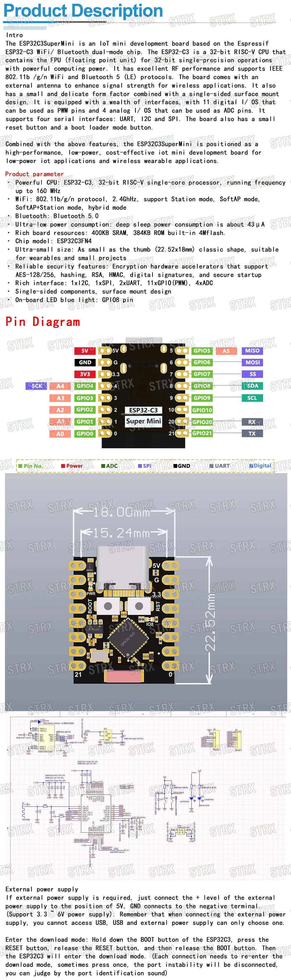 ESP32-C3 ESP32-S3 ESP32-H2 ESP32-C6 Development Board ESP32 C3 SuperMini WiFi Bluetooth ESP32C3