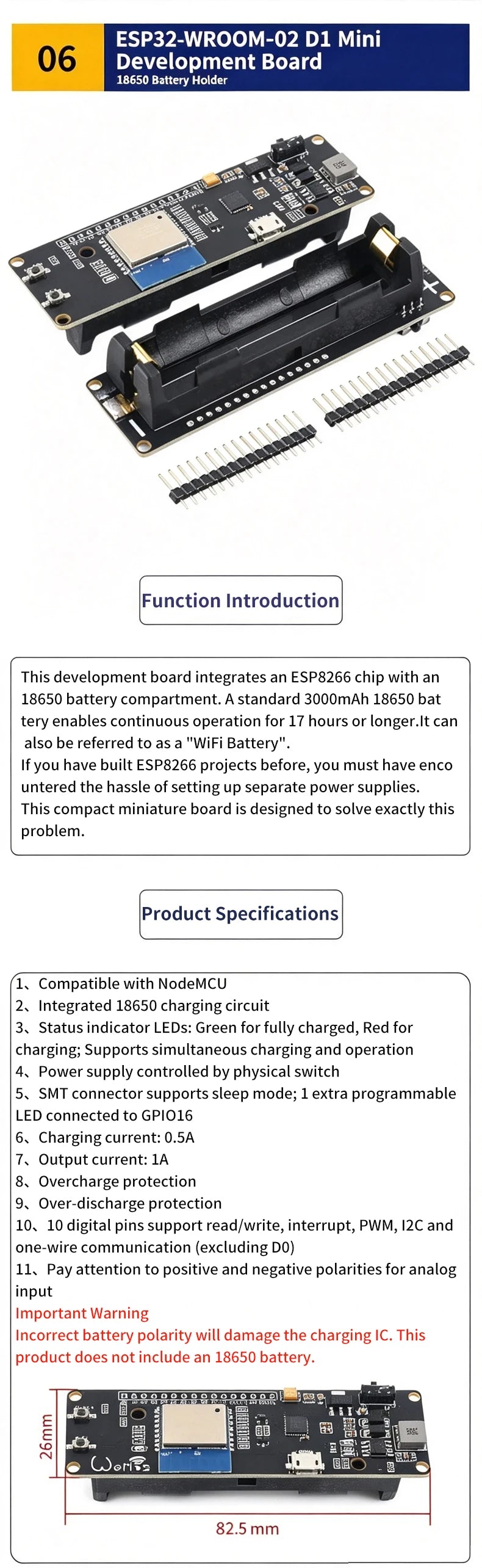 ESP32 Development Board Module, 8266 Wireless WiFi + Bluetooth, Dual-Core CPU, CH340 Chip, ESP32 Programming Socket