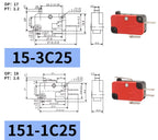 10Pcs Hinge Roller Lever Arm SPDT 1NO 1NC Snap Action Micro Switch,250W ~1500W optional.Lead Limit Switch