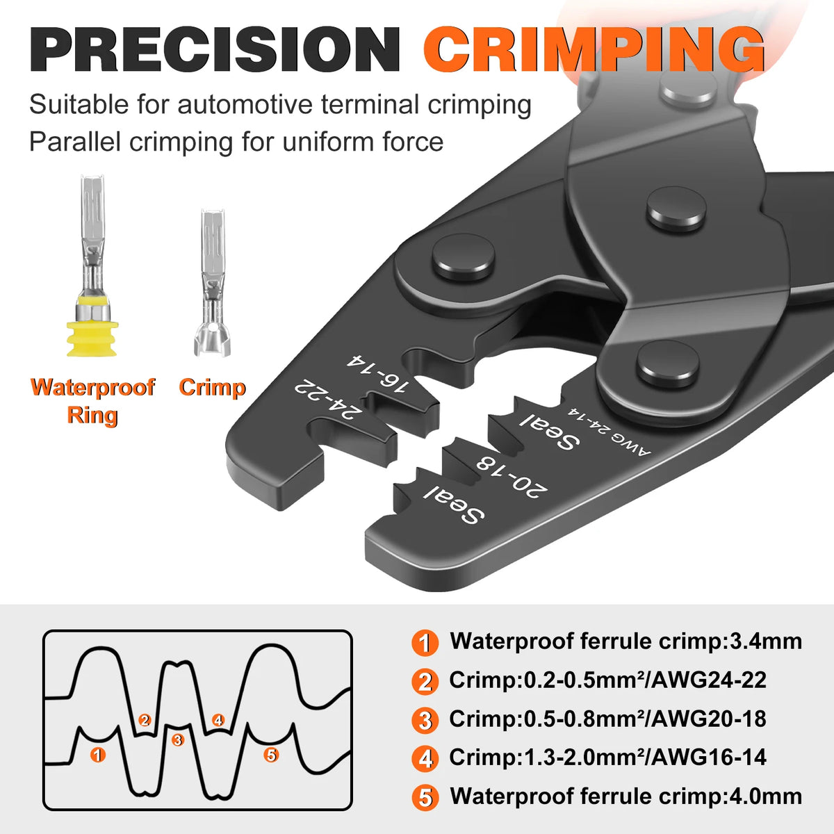 Crimping Plier Automotive Wiring Harness Terminals Open Barrel Connector Crimper Tool for Molex,AMP,TYCO,Dupont Terminals