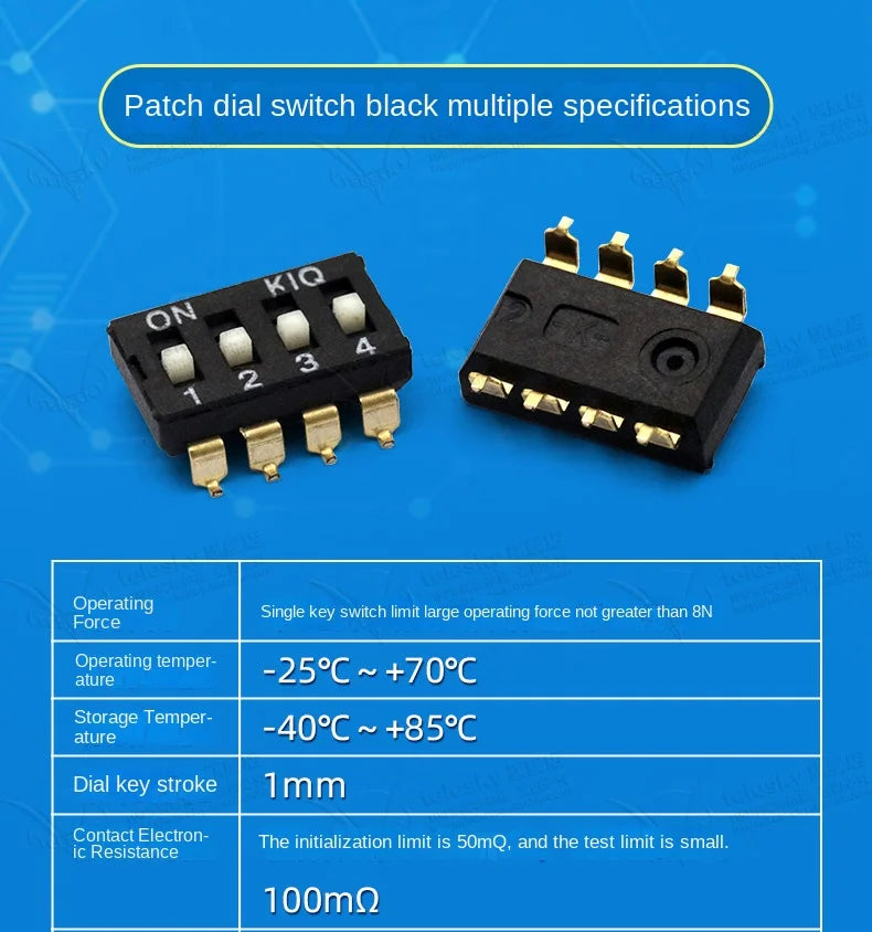 5PCS Dial Switches Toggle Side Dial Flat Dial Coding Patch 2P 4 5 6 8 9 10 Bit 2.54mm Red Blue Black