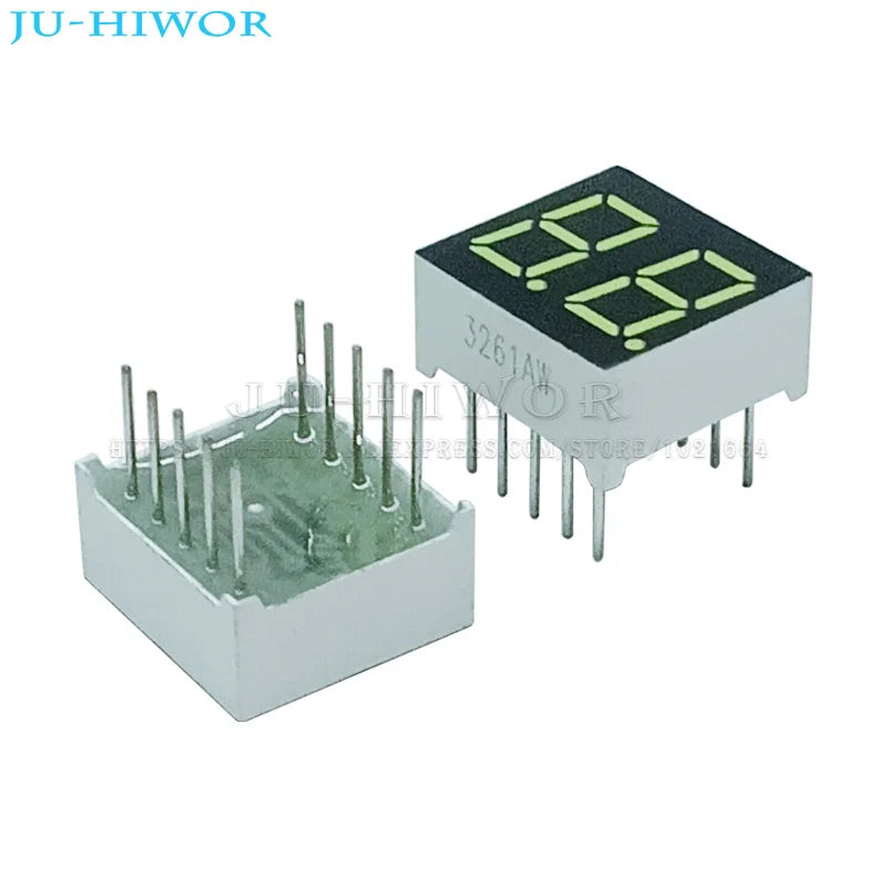 10pcs 0.36 Inch 10Pins 3261AW 3261BW 2 Digits Bits 7 Segment White LED Digital Display Digitron Common Anode Cathode C-C C-A