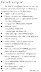 ToolkitRC M8AC Smart Lipo Battery Charger Discharger AC 200W DC 600W 20A for 1-8S LiHV Lipo Battery PD 65W FPV Model Parts Car