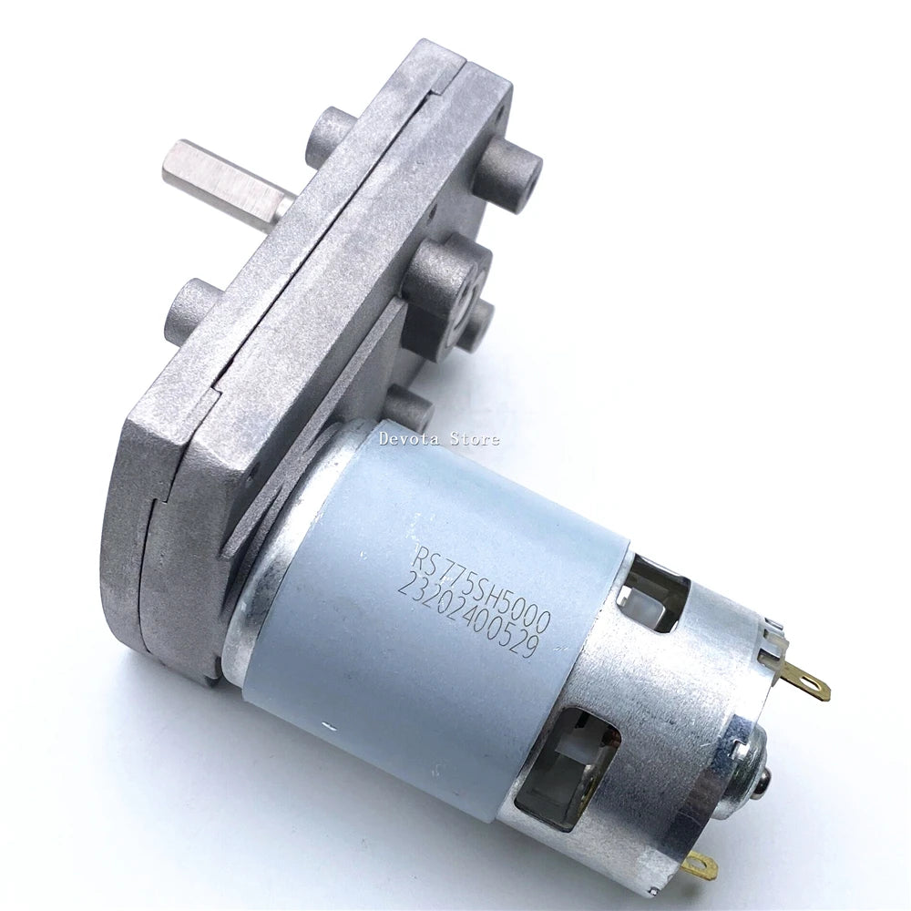 775 DC Reduction Gear Motor Right Angle Micro Slow Speed 12V 24V 3-64rpm 21-42W Universal High-Precision Reducer