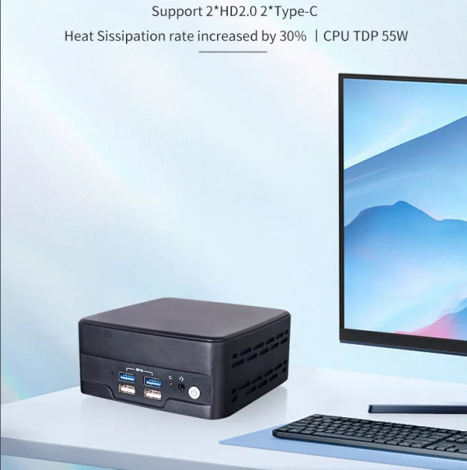 Piesia 11th Gen Core I3 I5 I7 Celeron 6305 Desktop Mini Pc 2*DDR4 Intel I226 Network 2*HD/Type-C X86 Barebone Office NUC Mini Pc