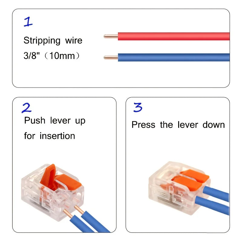 Quick PlugIn Multi Port Universal Orange Wire Connector Terminals Two Hundred Fifty Volt Thirty Two Amp Electrical Connectors