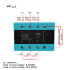 DA Three Phase Solid State Relay  25A 40A 100A DC TO AC 3 Phase SSR 3-32V DC Control 24-480V