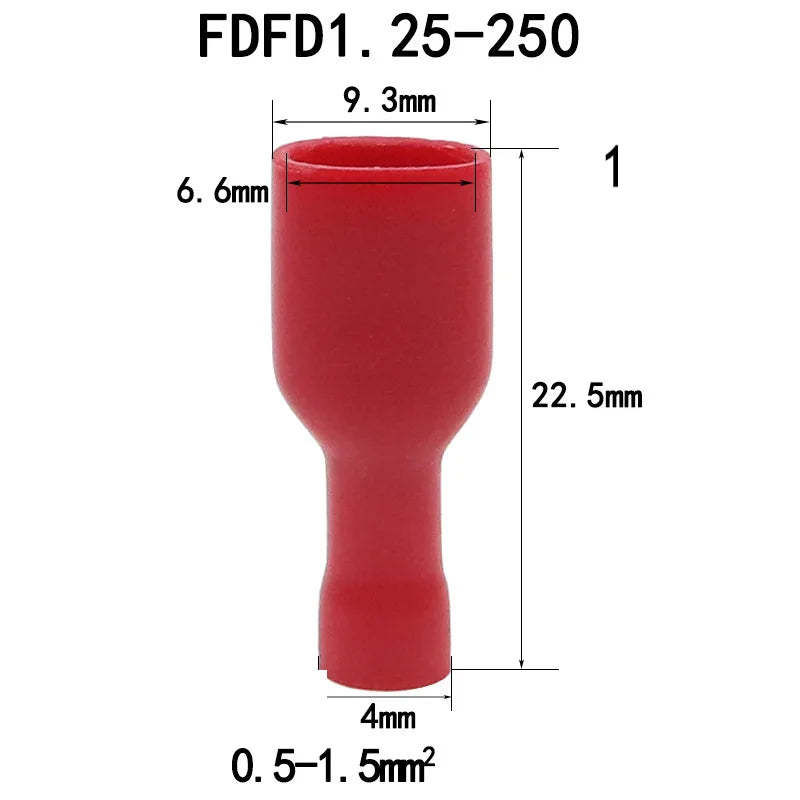 100pcs/50 pairs Female/Male Spade Connectors 16-14 AWG Spade Quick Disconnect Connectors Insulated Spade Wire Crimp Terminal