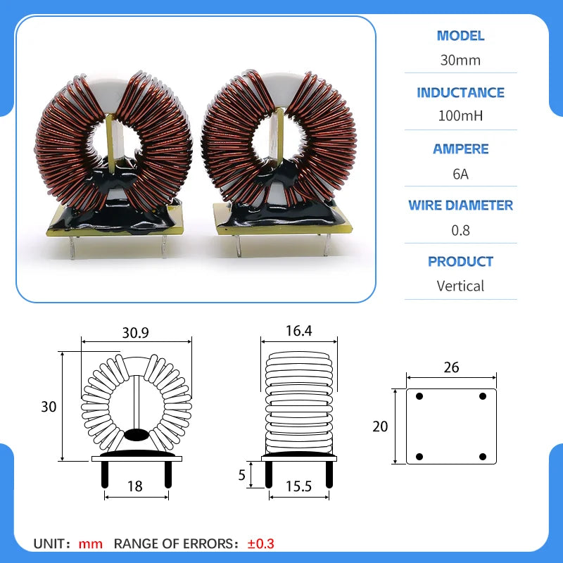 12x8.5x5 20x12x8 26x16x10 Amorphous Nanocrystalline Inductors Toroidal Choke Common Mode Filter Inductor
