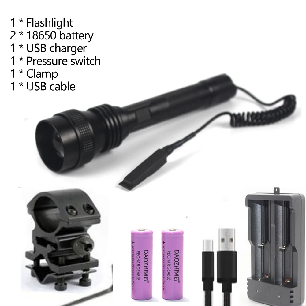 500Yards C14 Tactical Infrared Flashlight IR 850nm 940nm LED Zoomable 1 Modes Hunting Torch 18650 Night Vision infrared Device