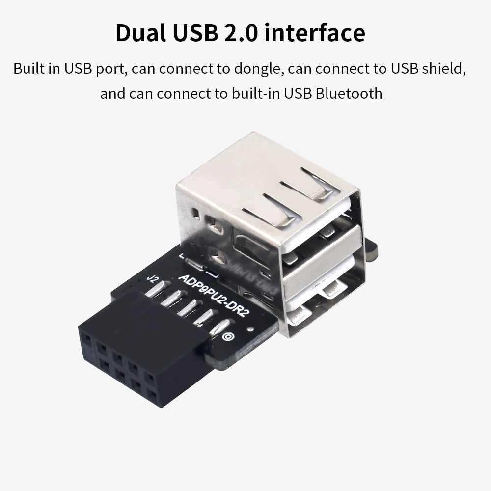 TISHRIC 9Pin To 2 Ports USB 2.0 Expansion Card USB 2.0 Motherboard Header 9pin to 2 Ports USB 2.0 Dual USB A 9 Pin Female Adapt