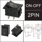 10/30/100 Pcs KCD1 Snap - in Boat Rocker Switch - SPST ON - OFF, 2/3/4 Pin, 250V 6A (AC) / 125V 10A, 2P Toggle Power Snap Switch