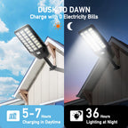 Solar Street Light Outdoor Motion Sensor Dusk to Dawn LED Security Flood Light Remote Control IP66 Waterproof for Parking Lot Garage Yard