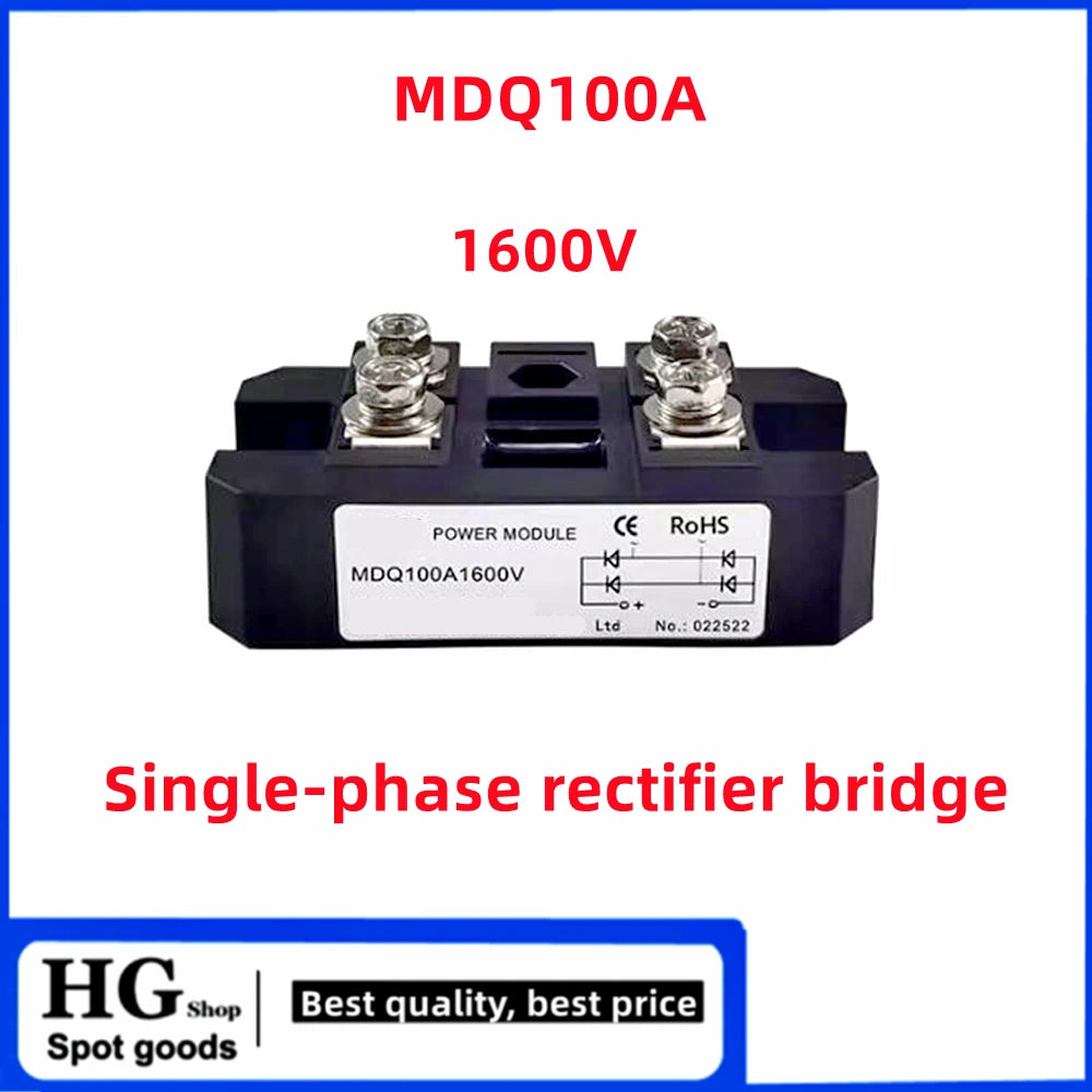 100A MDQ100A-12V 24V 36V 48V 60V 220V 600V 800V  1000V 1200V 1600V MDQ100A single-phase rectifier bridge AC-DC module 100Amp 160
