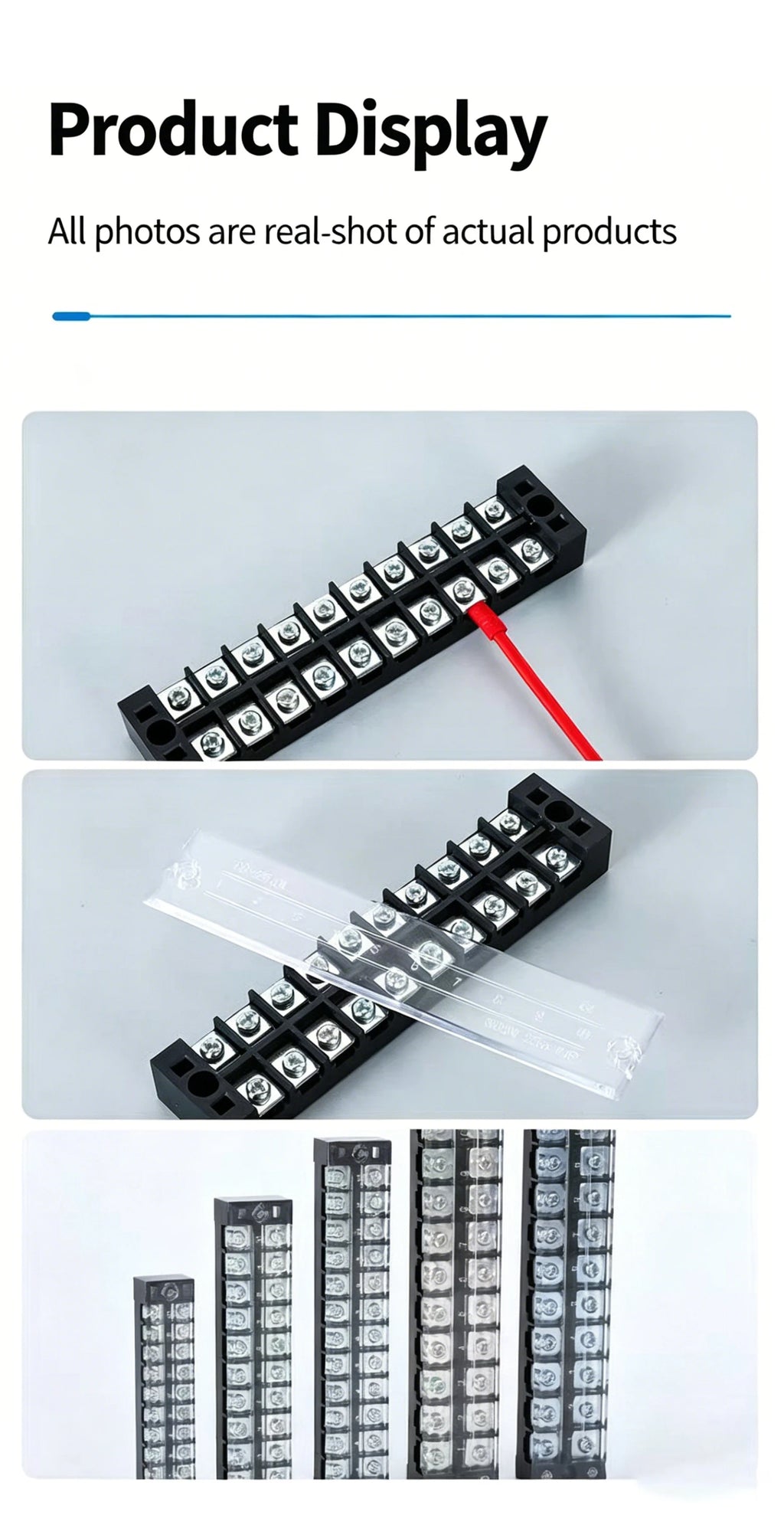 Dual Row Strip Screw Terminal Block TB1503-TB151 15A  Fixed Wiring Board Wire Connector for Electronic Components
