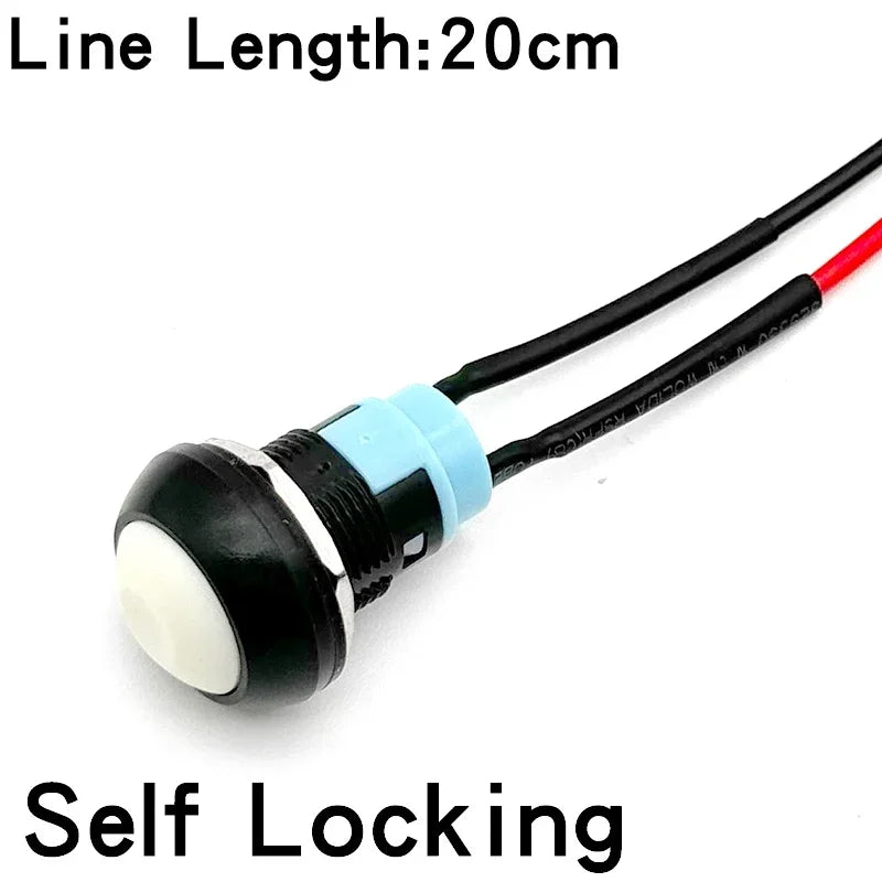 5/20PCS 12mm Momentary Push Button Switch ON OFF PBS-33B Self Reset Mini Round Switch With Wire 2Pin 1A DC12V