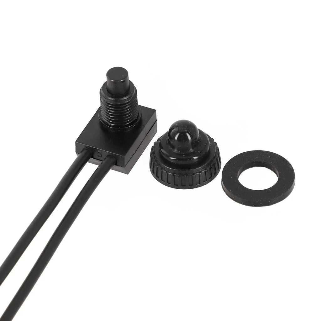 12V Waterproof Latching Push Button On-Off Switch With Leads Wire Black Red Plant Lamp Agricultural Irrigation Cultivation Switc