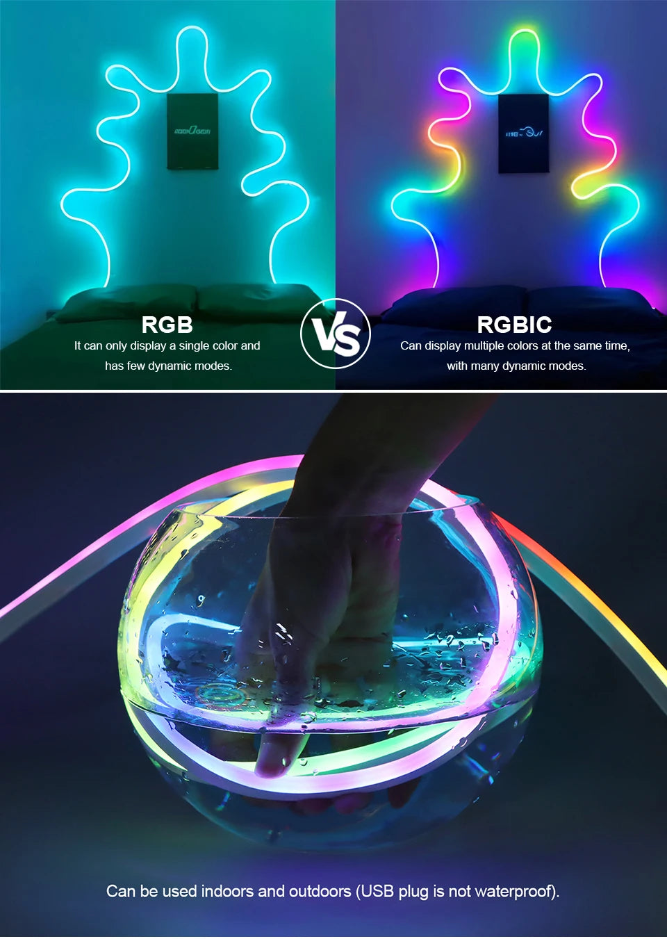 Smart Bluetooth Colorful RGB LED Strip Neon Light 1M 2M 3M 5M With 5V USB Remoter LED Dimmer Night Room Table Cabient Lamp Decor