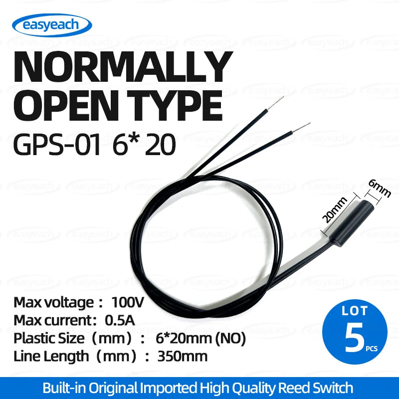 5pcs GPS-01 Reed switch 4x18mm 5x15/20/25mm 6x30/38mm NO/NC 6*38mmHP normally Open/closed Magnetron proximity Sensor GPS-01A /B