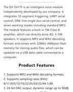 DY-SV17F Voice Playback Module Micro USB / Type-C Interface MP3 Audio Player Board UART Trigger Sound Module For Arduino