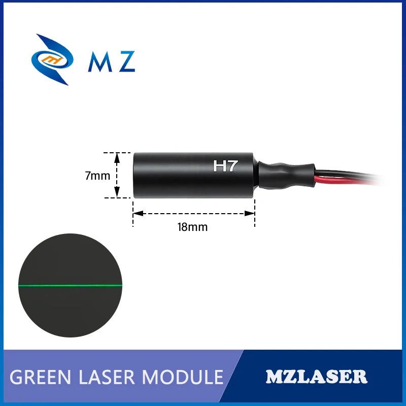New Economical Compact Green Line Laser Diode Module 520nm D7mm 0.5mW 1mW 5mW 3V Industrial Grade for Woodworking Machinery