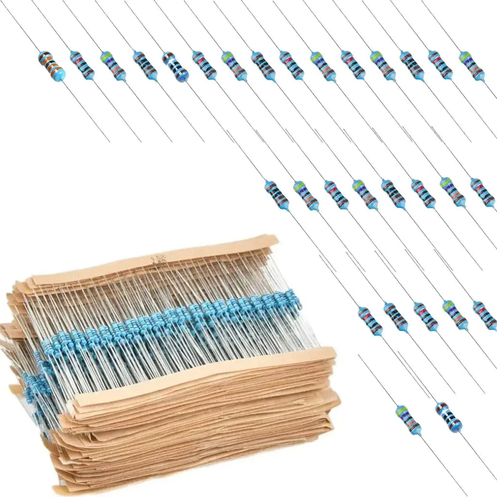 600pcs 1% Resistor Set Resistance 1/4W Metal Film Resistors Kit 10Ohm ~1M Ohm 30Values Electronic Components Kit