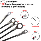5PCS NTC thermistor 10K 100 diameter M3 M4 M5 M6 m8 m12 with plug XH2.54 Fixed wire earpiece probe temperature sensor