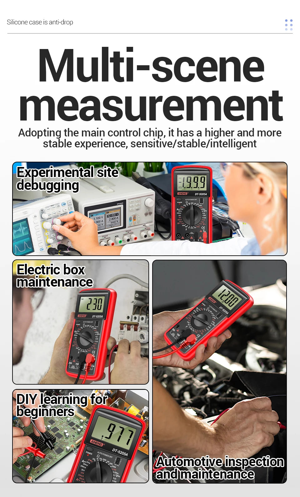 Profesional Digital Multimeter AC/DC Voltage Current Test ANENG Capacitance NCV Resistance Ohm Electrical Test Meter Tools