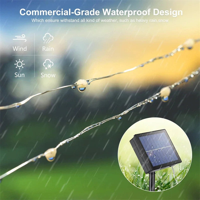 7M/12M/22M/32M LED Solar String Fairy Lights Outdoor Path Garlands Lamp Patio Waterproof Christmas Wedding Garden Street Lights